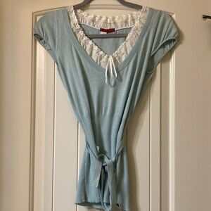 Tape measure Short Sleeve Belted Top